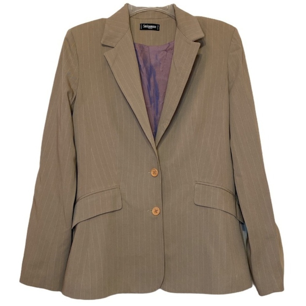 Sinequanone Paris Blazer Jacket Beige Pinstripe Career Businesswomen size Medium